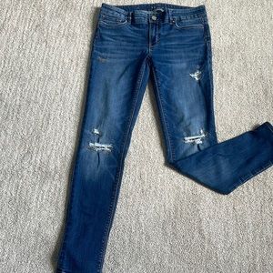 White House Black Market distressed stretchy skinny jeans